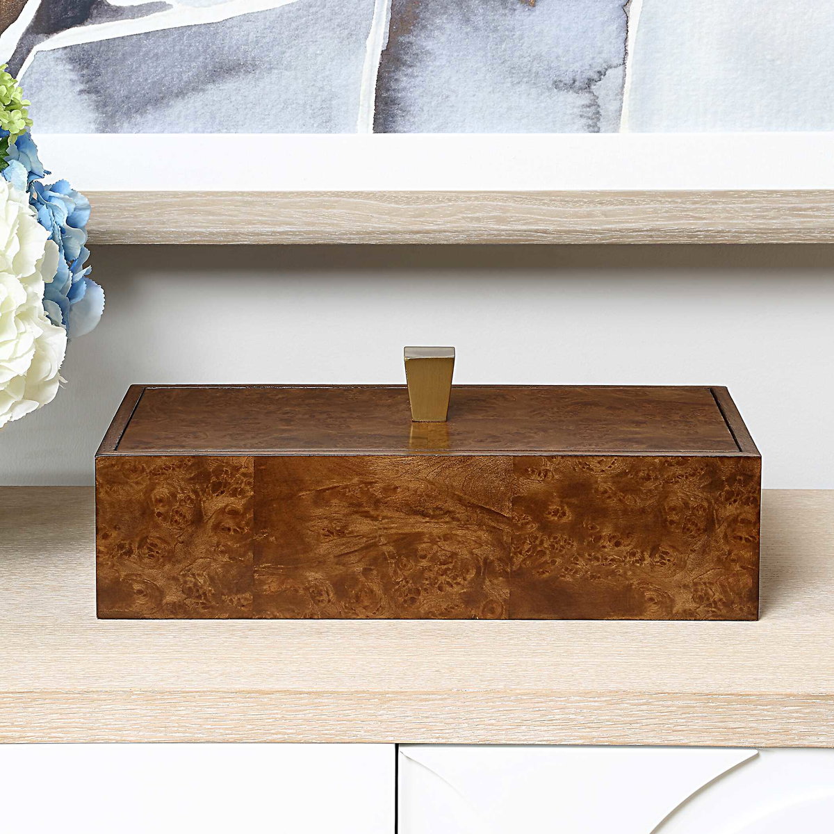 Burl Haven Box, Decorative by Uttermost, 15" width x 4.5" height x 7" depth View 3