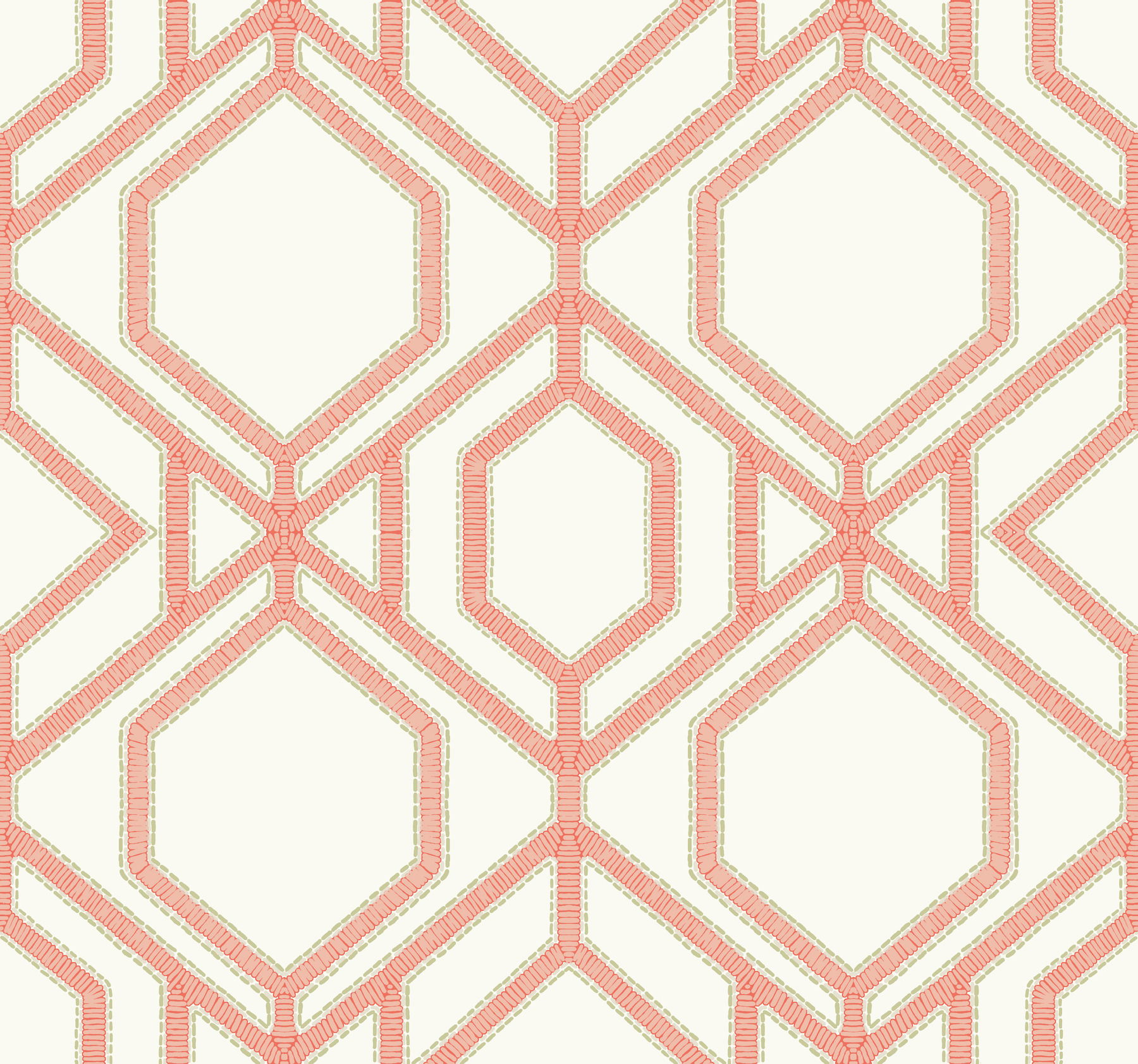 Sawgrass Trellis Coral Wallpaper, by York Wall, 27' length x 2'3" width x 0.02" depth View 1
