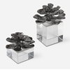 Indian Lotus Metallic Silver Flowers Set/2, Decorative by Uttermost, 6.25" width x 7" height x 6.25" depth thumbnail 1