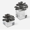 Indian Lotus Metallic Silver Flowers Set/2 thumbnail 0