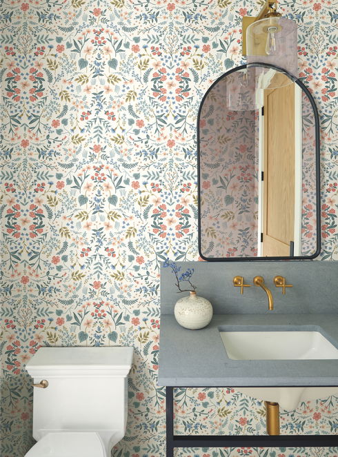 Wildwood Beige & Coral Wallpaper