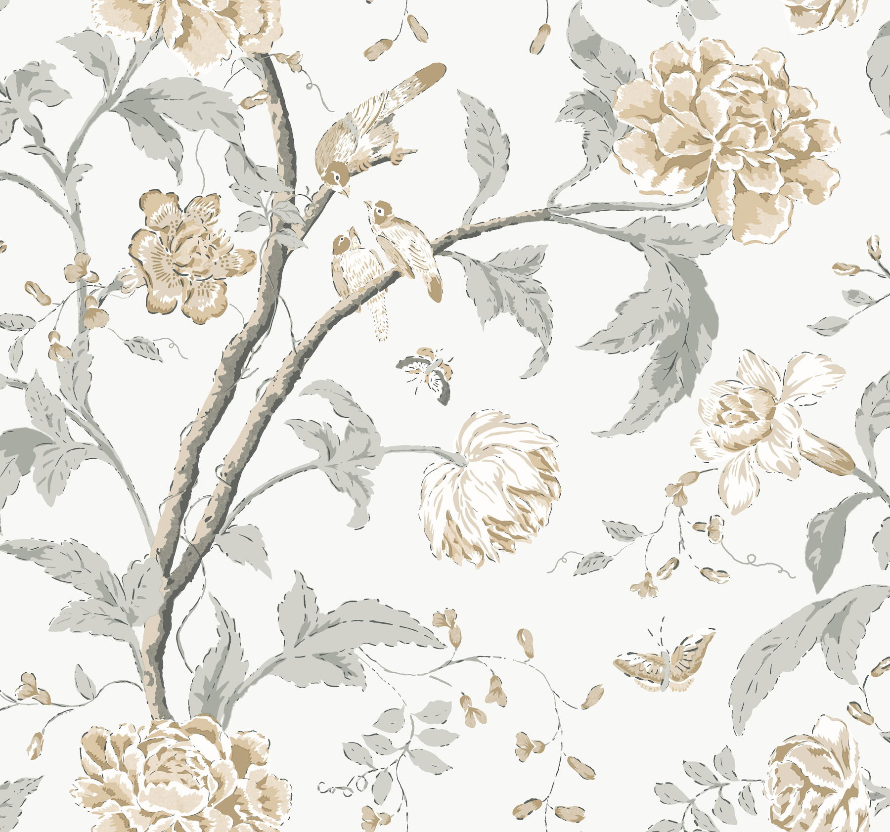 Teahouse Floral Neutral Wallpaper large image 