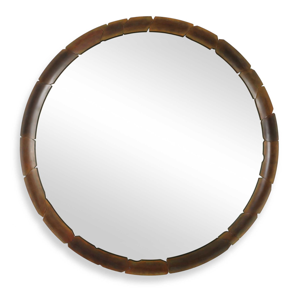 Auger Amber Glass Round Mirror, by Uttermost, 44.75" width x 44.75" height x 1.5" depth View 1