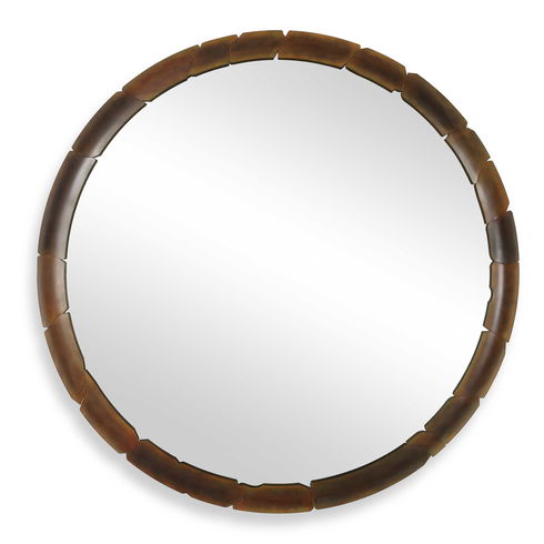 Auger Amber Glass Round Mirror