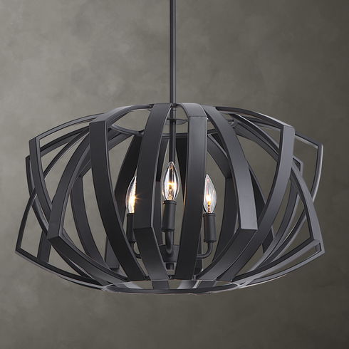 Thales Black Geometric 3 Light Pendant