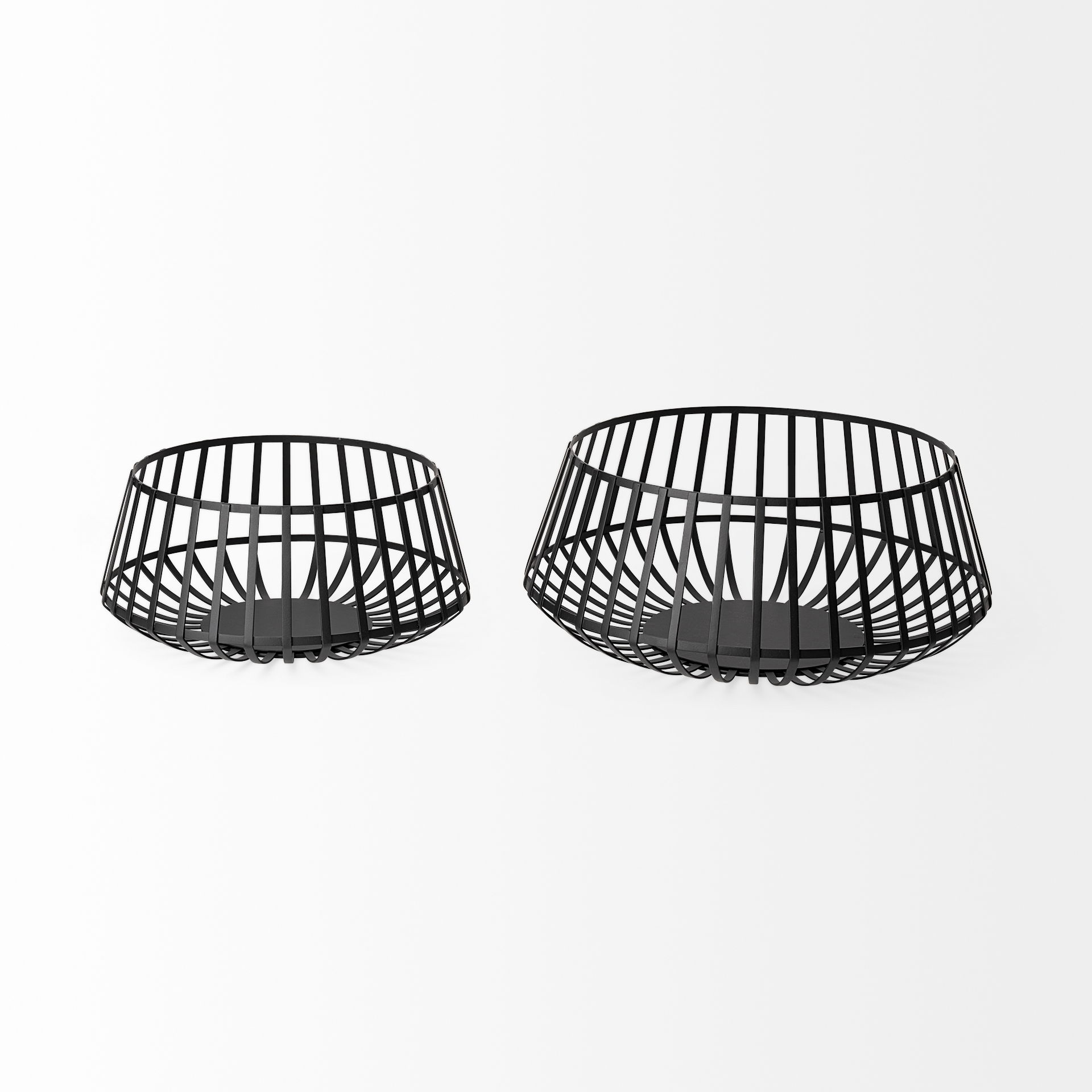 Emilio Set of 2 Black Metal Slated Bowls large image 