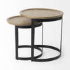 Aisley (Set of 2) 19.3L x 19.3W x 19H Light Brown Wood with Black Metal Base Round Nesting Side Tables, Side & End Table by Mercana, 19" length x 19" width x 19.25" height thumbnail 3