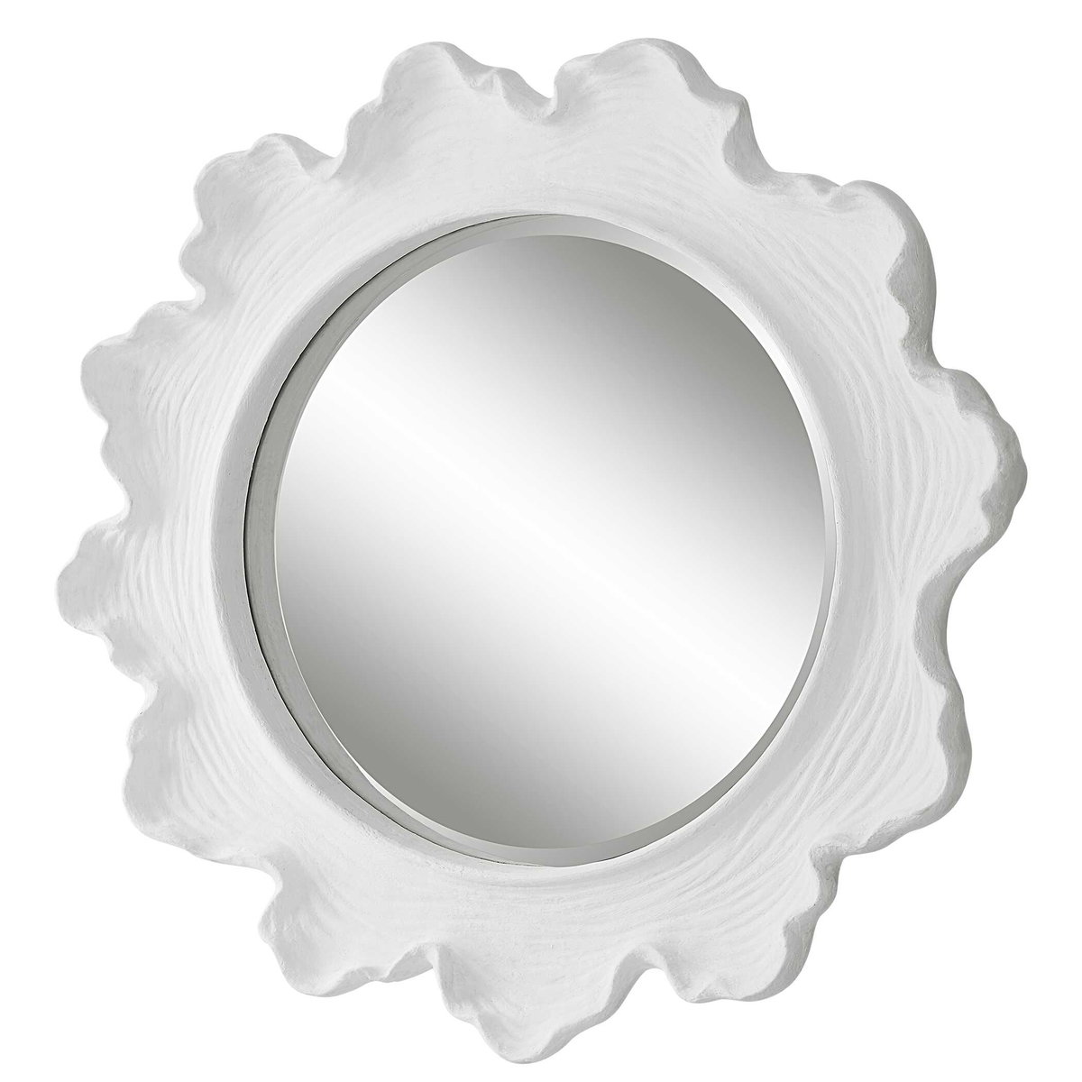 Sea Coral White Round Mirror, by Uttermost, 34.25" width x 34.25" height x 2.75" depth View 5