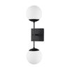 Edie Matte Black Metal with Frosted Glass Globes 2-Light Wall Sconce, by Mercana, 22" length x 7.5" width x 6" height thumbnail 1