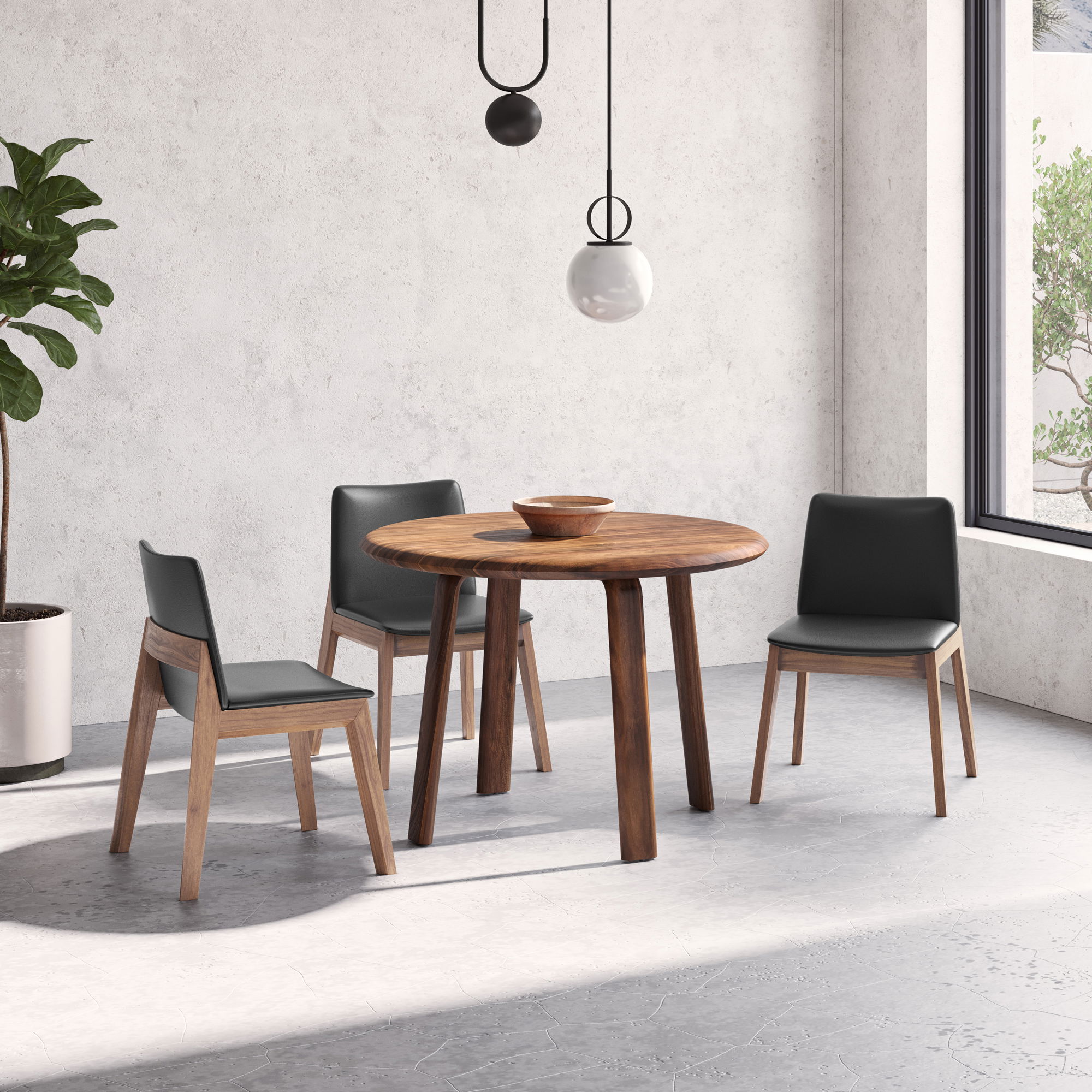 Deco Dining Chair Ebony Pvc - Set Of Two, by Moe's Home, 21" width x 31" height x 21" depth View 8