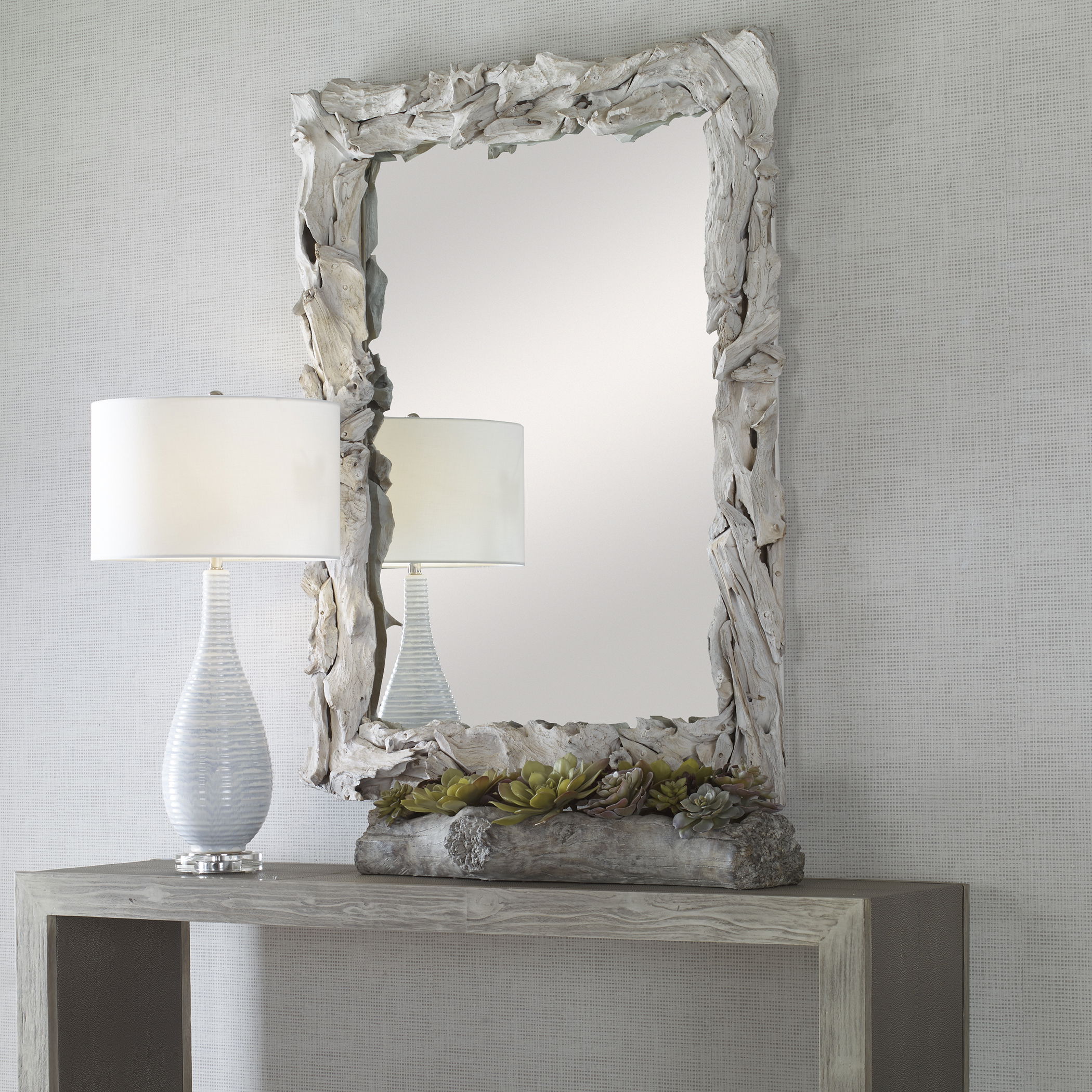 Rio Whitewash Teak Mirror large image 