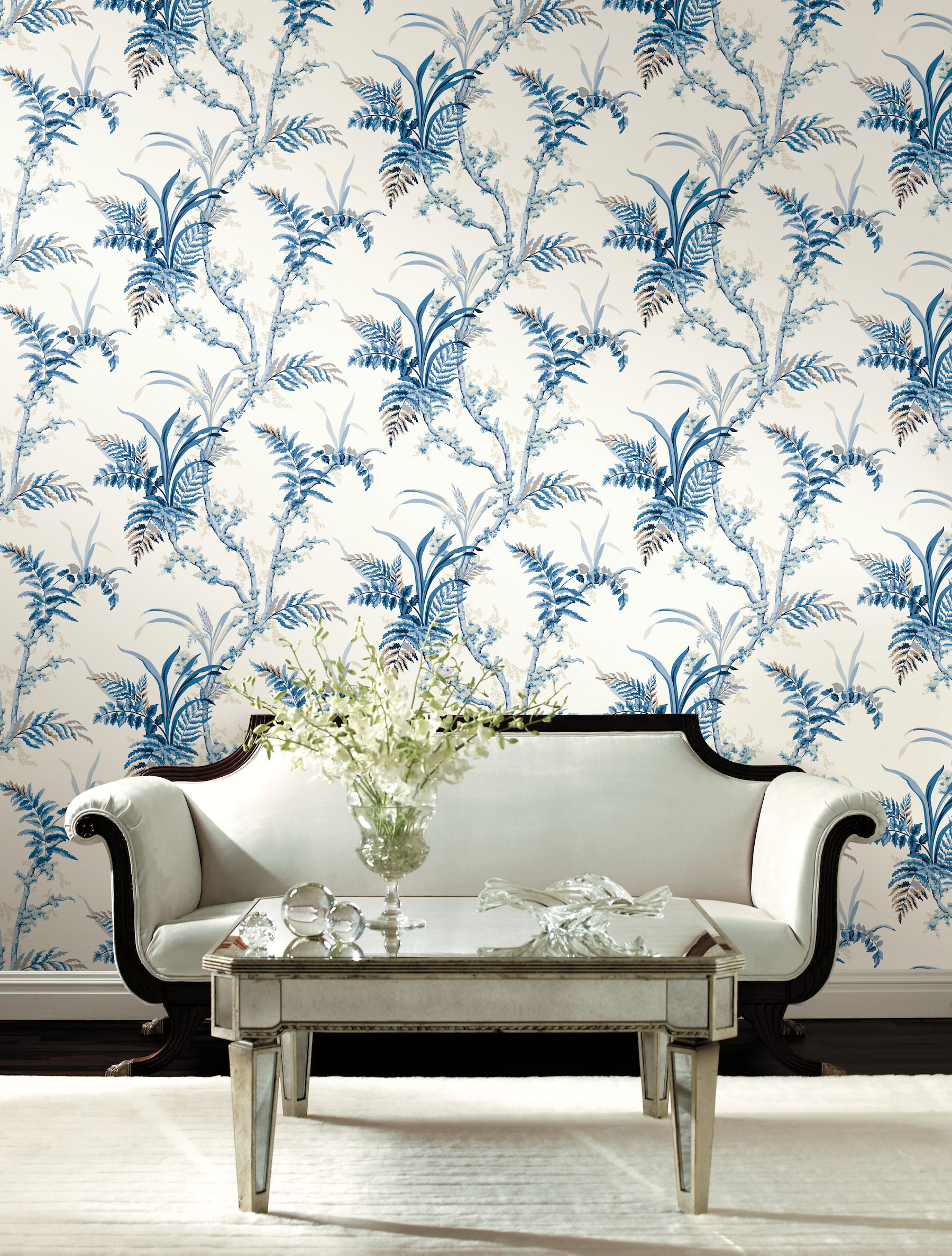 Enchanted Fern Blue Wallpaper, by York Wall, 27' length x 2'3" width x 0.02" depth View 3