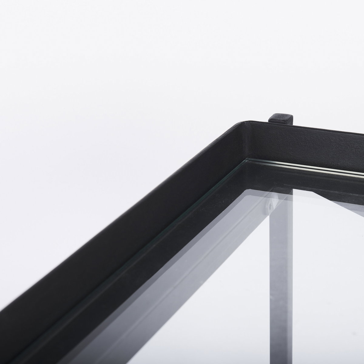 Trey 72.0'L x 16.0'W x 30.0'H Black Metal with Glass Console Table, by Mercana, 72" length x 16.25" width x 30" height View 12