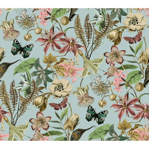 Butterfly House Sky Blue Wallpaper