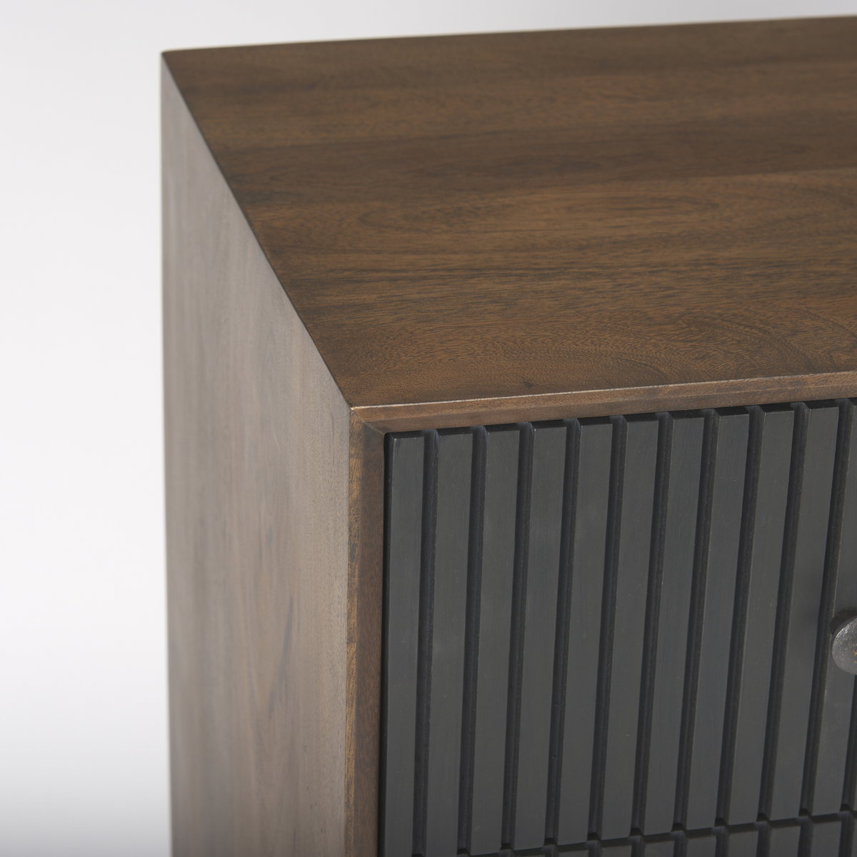 Grace  Medium Brown Wood with Black Metal Frame 3 Drawer Accent Cabinet, Cabinets & Chest by Mercana, 35.5" length x 18" width x 31" height View 10