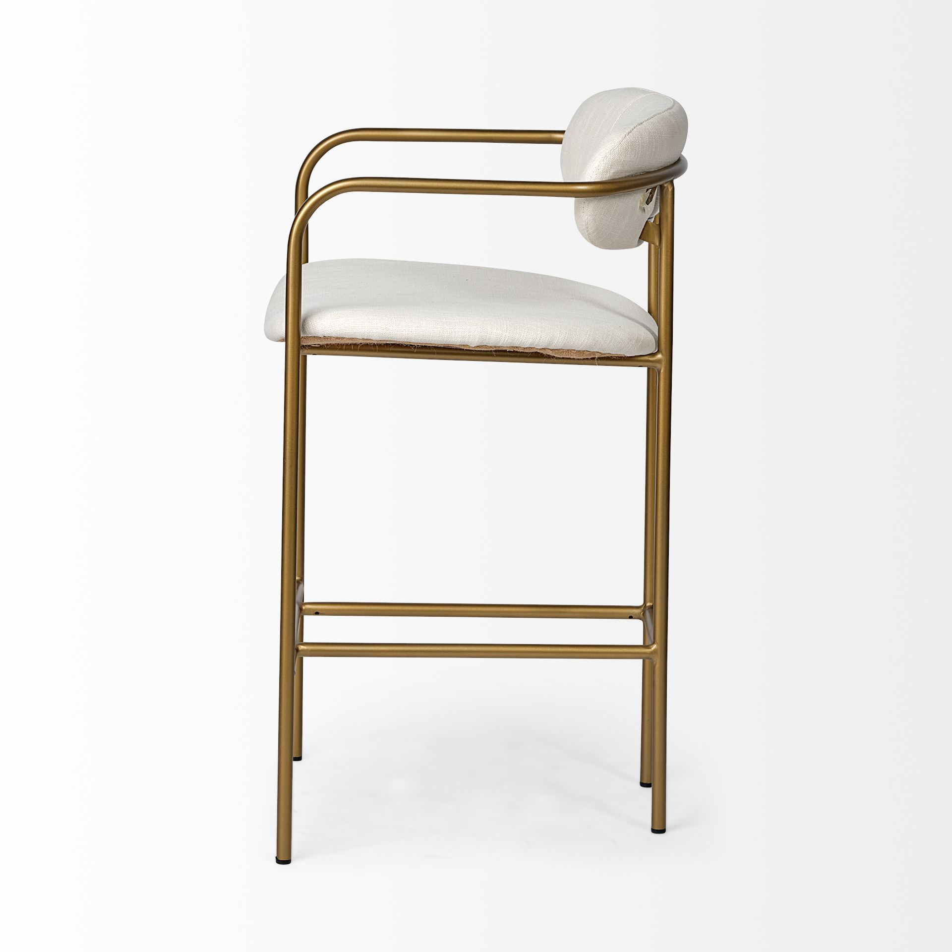 Parker  Cream Fabric Seat Gold Metal Counter Stool, Counter & Bar Stool by Mercana, 19" length x 19.75" width x 36" height View 8