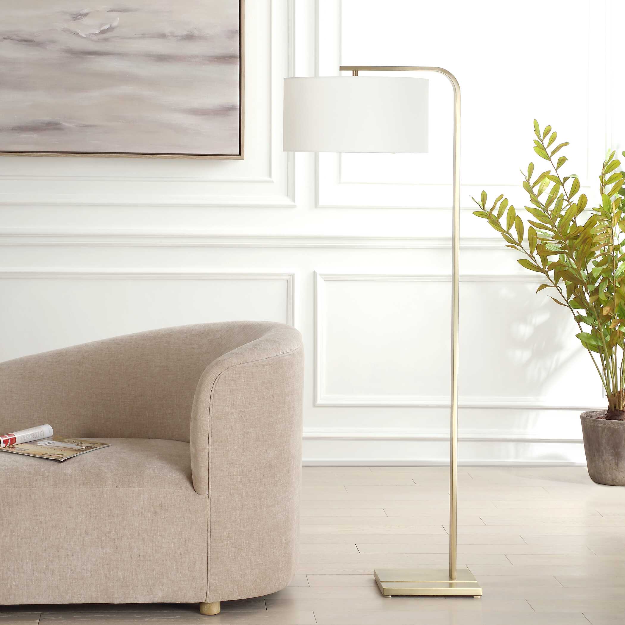 Laight Antique Brass Floor Lamp, by Uttermost, 18" width x 64.5" height x 18" depth View 4