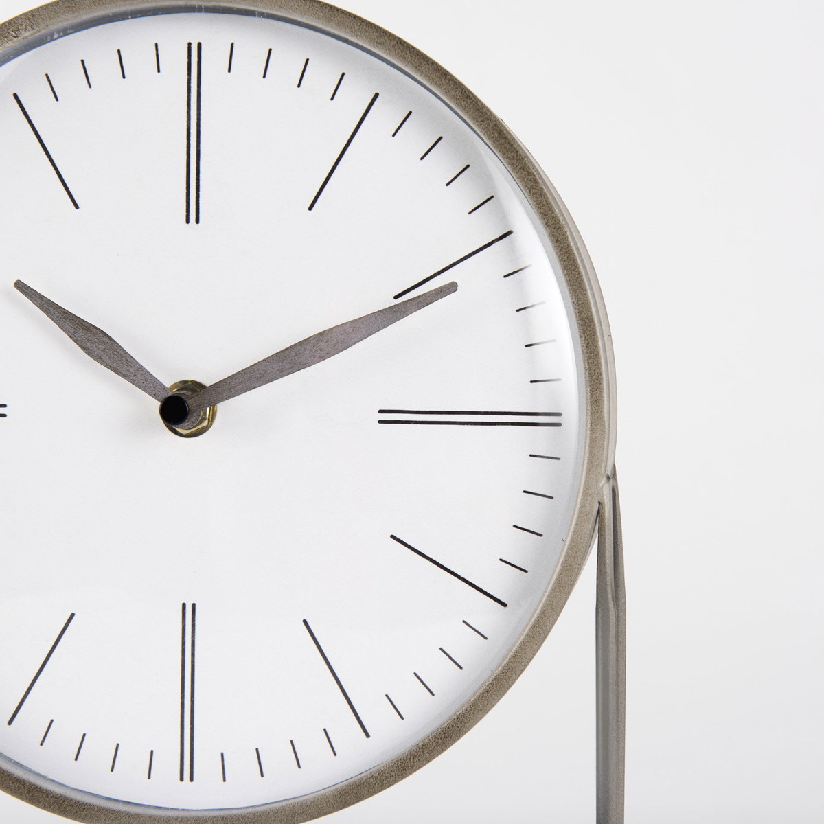 Aurus Matte Gray Metal Table Clock, by Mercana, 7.87" length x 4.72" width x 12.4" height View 6