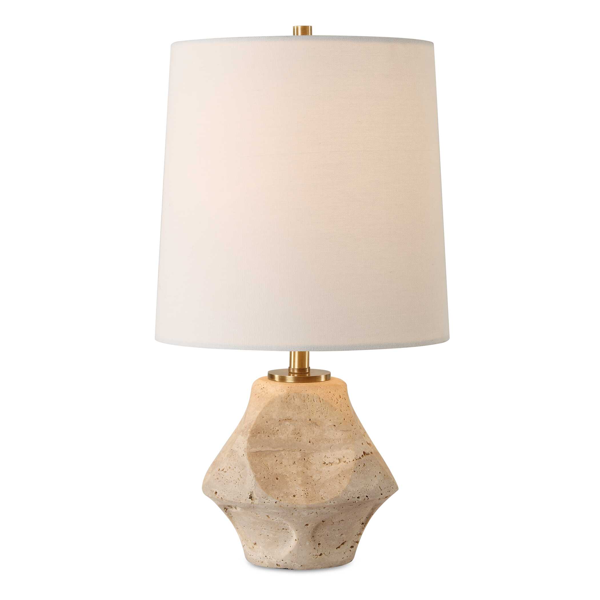 Indent Travertine Accent Lamp, by Uttermost, 9" width x 16.25" height x 9" depth View 1