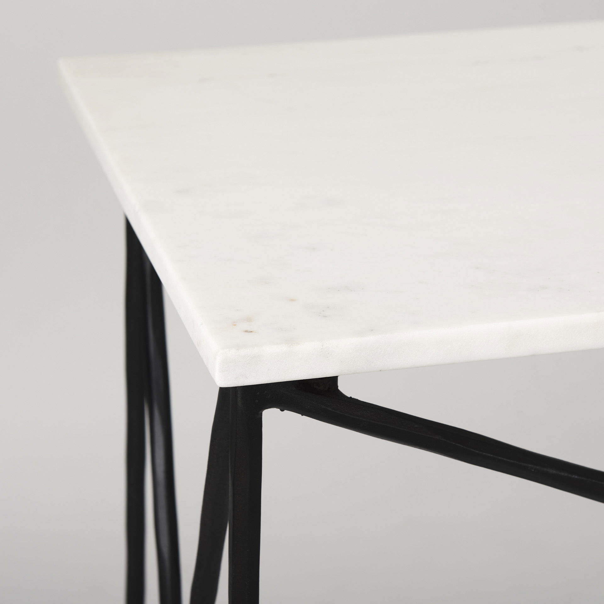 Lorlei Marble Top with Black Iron Base Console Table large image 