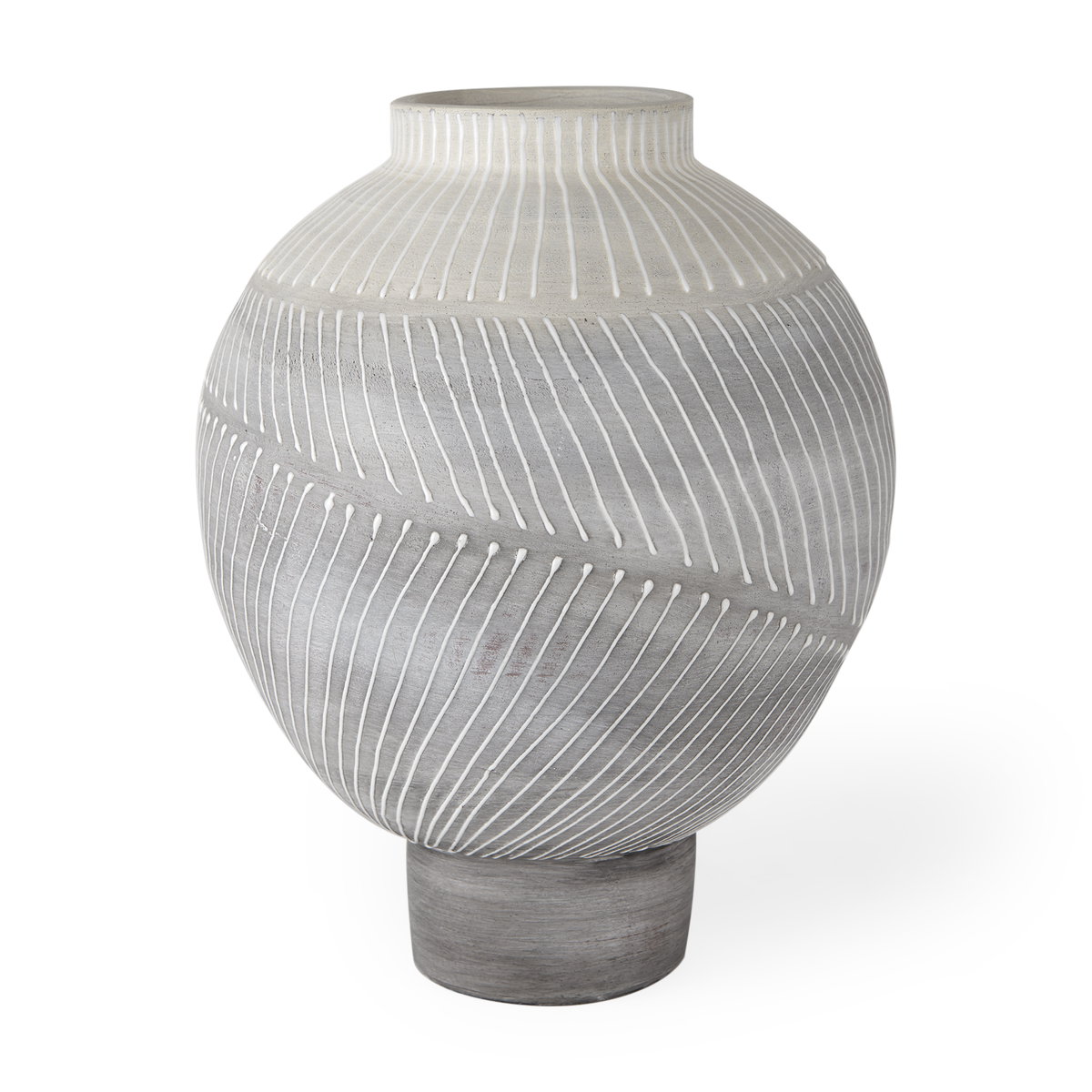 Blume 12.5H Off-White with Gray Textured Vase, by Mercana, 9.45" length x 9.45" width x 12.6" height View 1