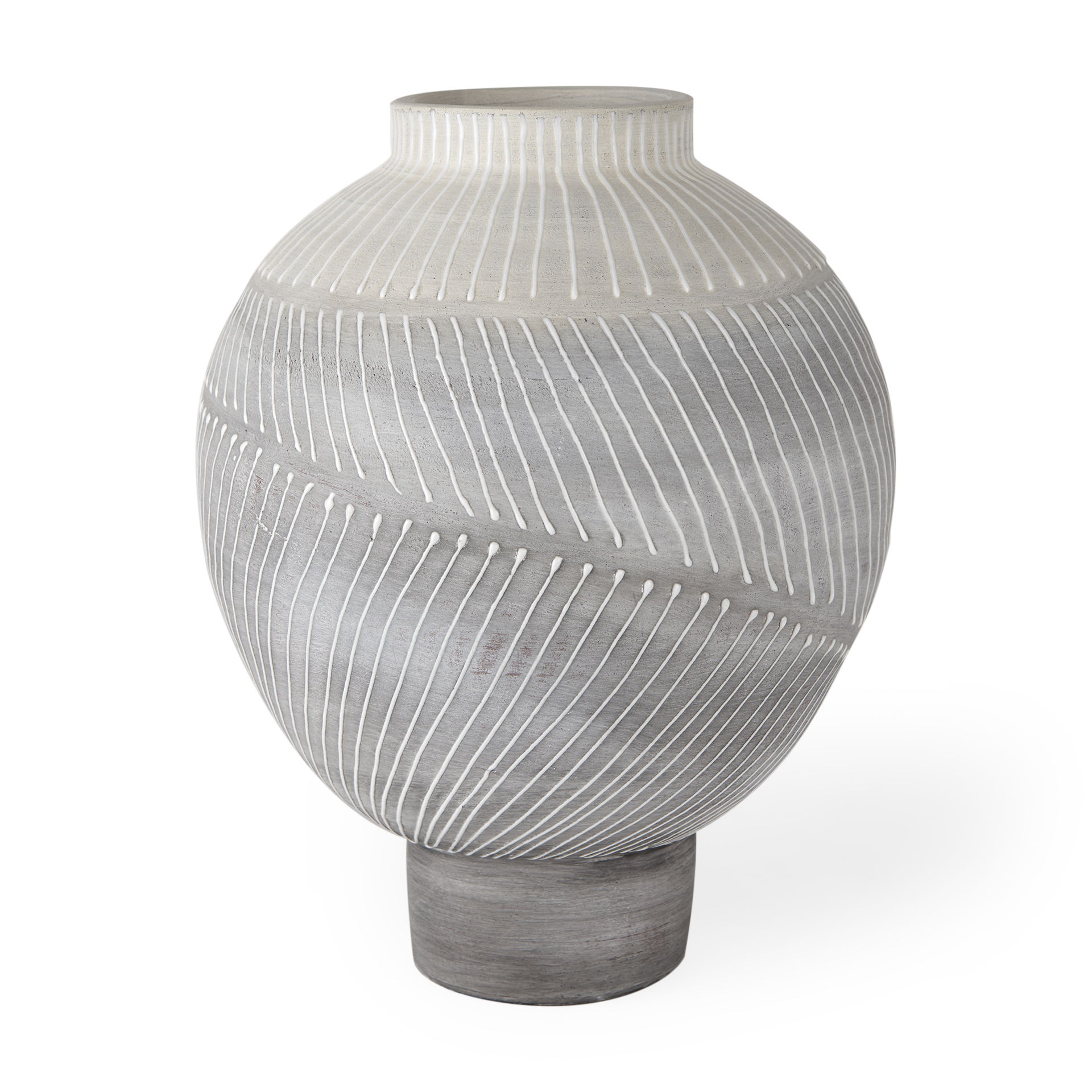 Blume 12.5H Off-White with Gray Textured Vase large image 
