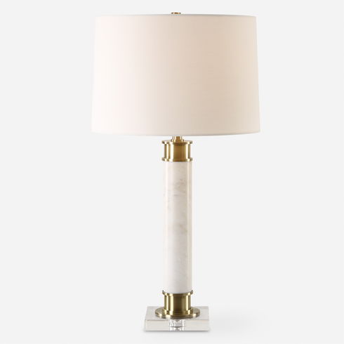 Plinth White Marble Table Lamp