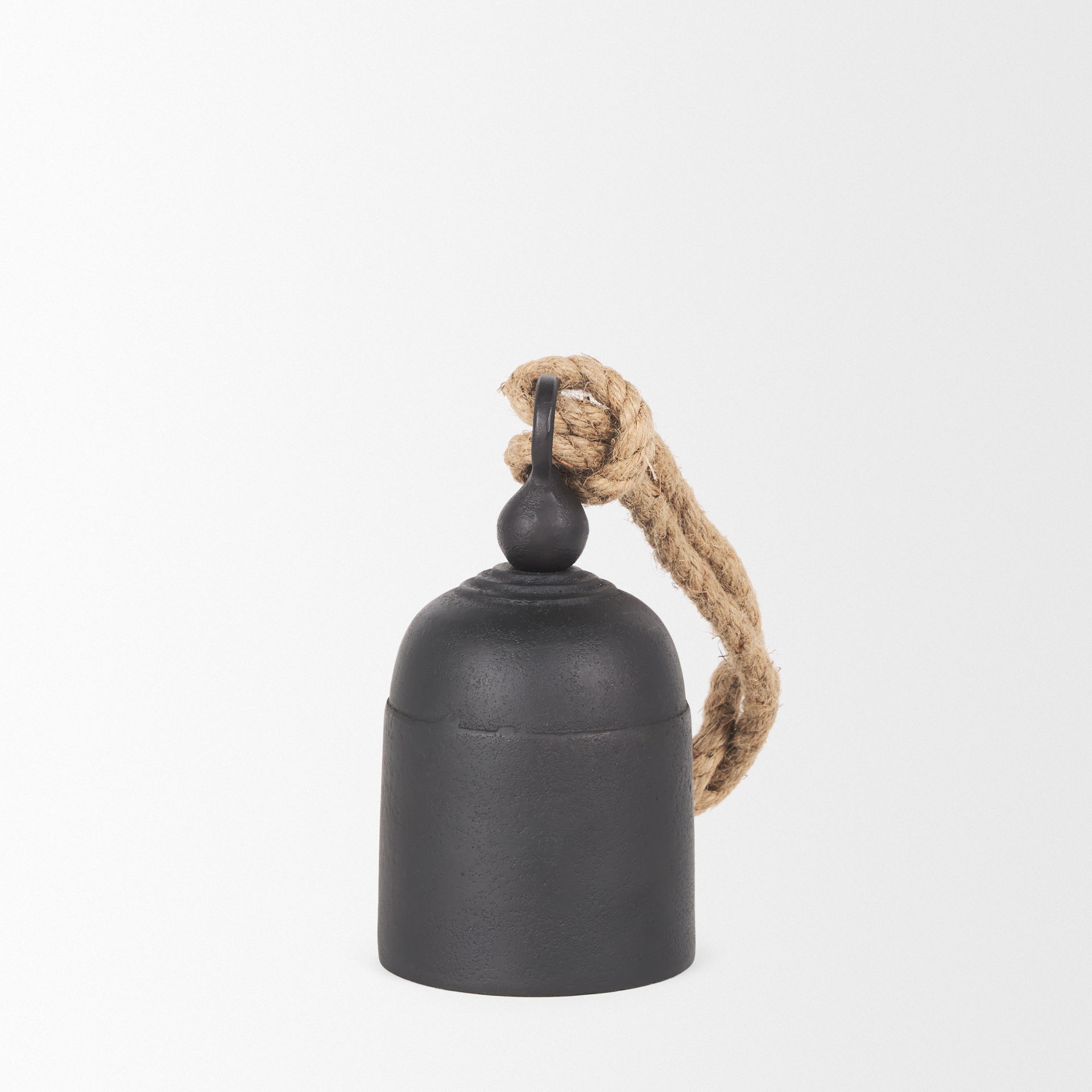Quincy Small Matte Black Metal Decorative Bell Object, Decorative Object by Mercana, 3.5" length x 3.5" width x 6" height View 5