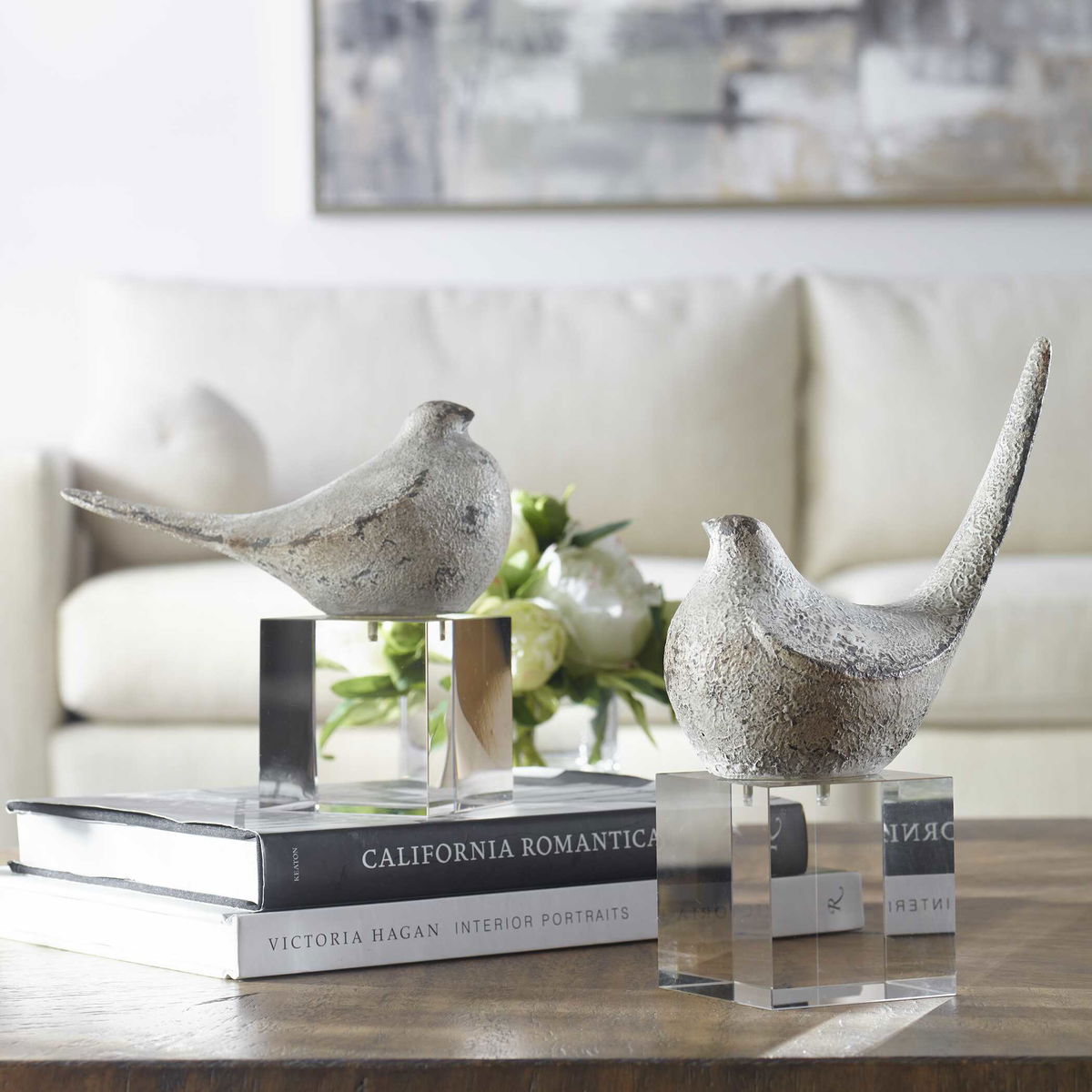 Better Together Bird Sculptures Set/2, Figurines & Statue by Uttermost, 3.87" width x 10.5" height x 7" depth View 2
