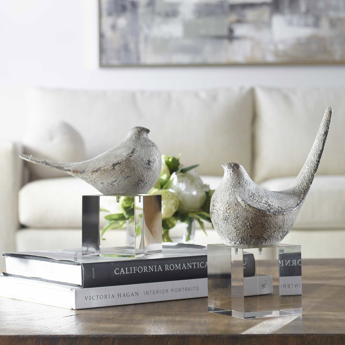 Better Together Bird Sculptures Set/2, Figurines & Statue by Uttermost, 3.87" width x 10.5" height x 7" depth View 2