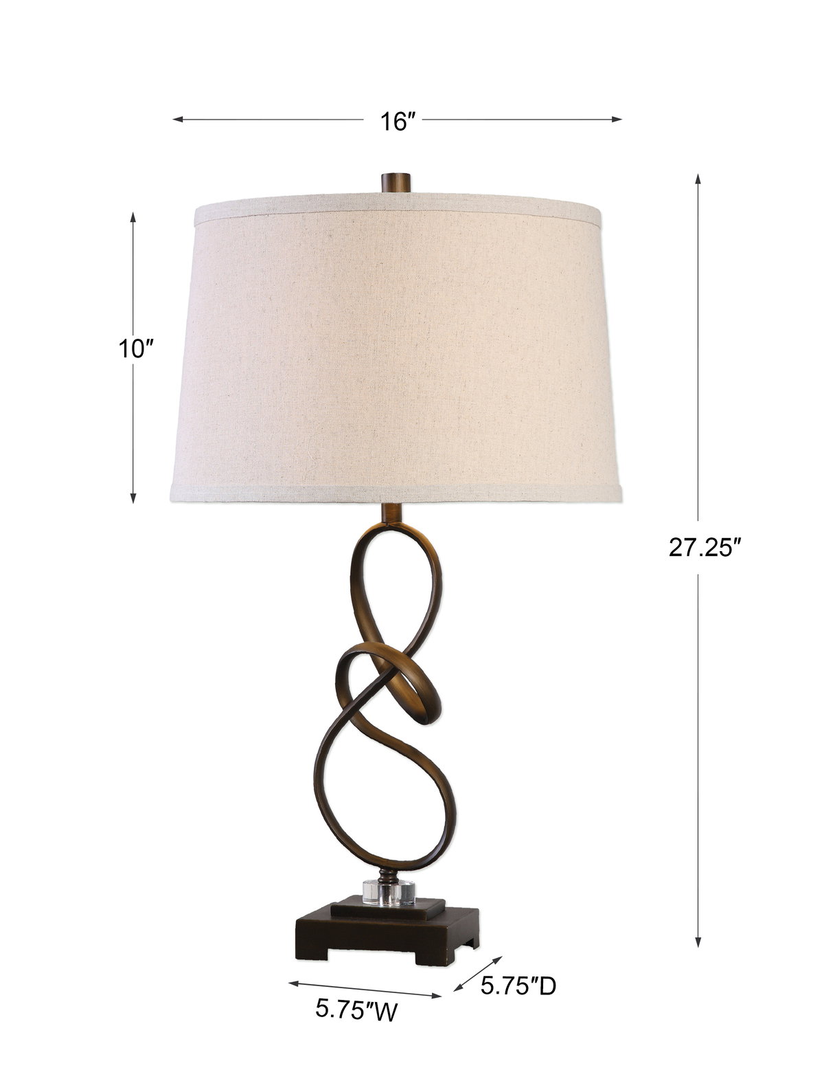 Tenley Oil Rubbed Bronze Lamp, by Uttermost, 1'4" width x 2'3.25" height x 1'2" depth View 3