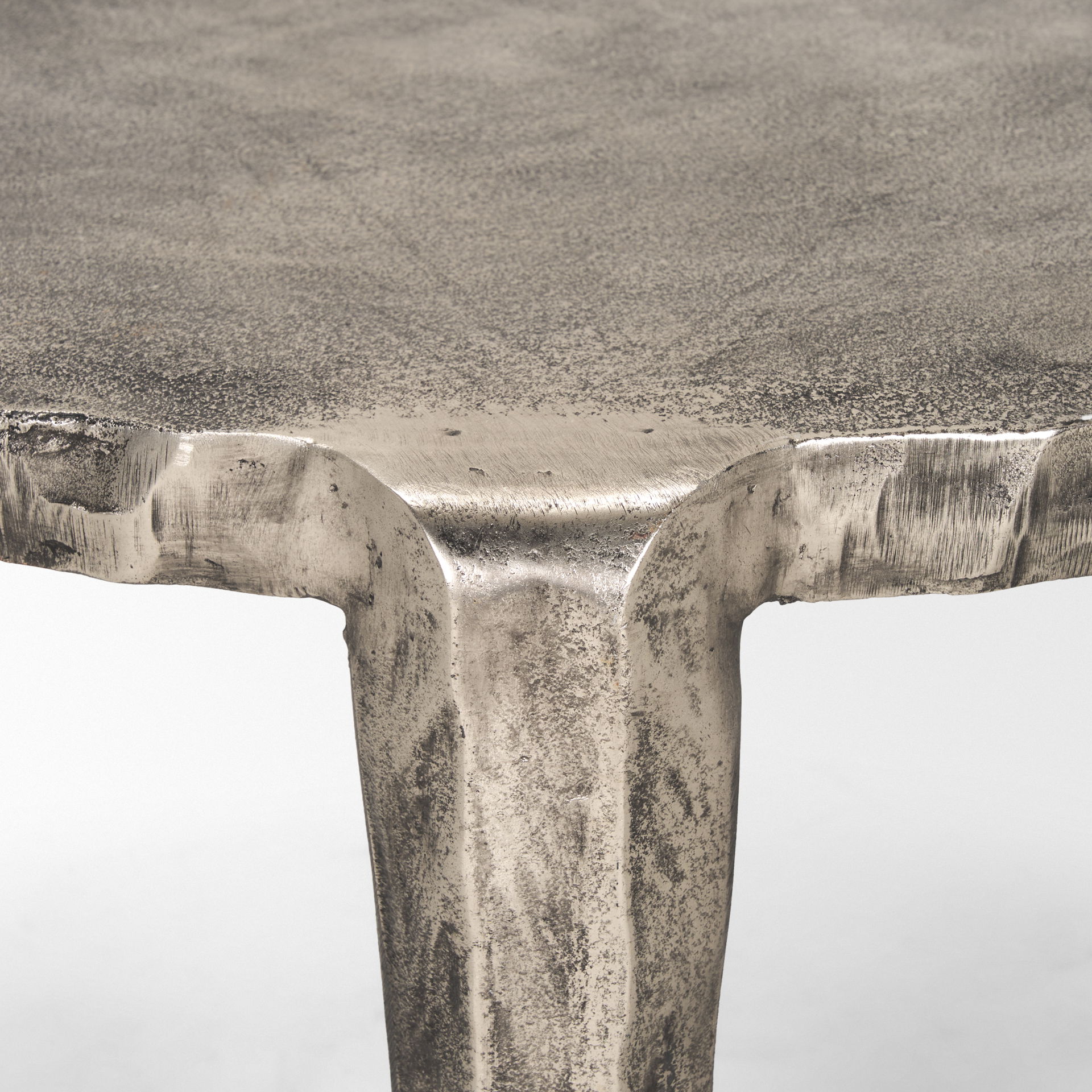 Randy Silver Nickel Cast Aluminum Metal Coffee Table, by Mercana, 37.8" length x 18.9" width x 37.8" height View 6