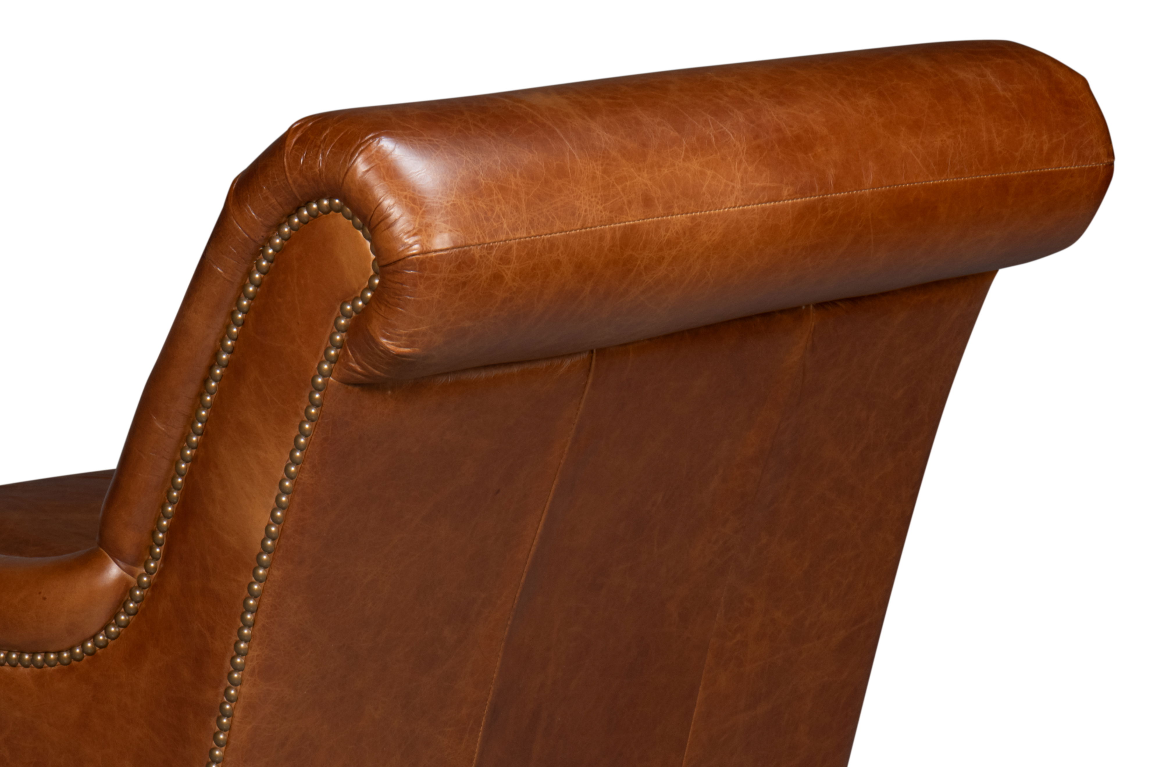 Gaston Distilled Leather Chair, Brown, Seating by Sarreid, 45659" length x 40" width x 38" height View 3