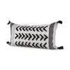Kimia 14x26 White/Black Fabric Herringbone with Fringed Pillow Cover, Decorative Pillow by Mercana, 14" length x 26" width x 0.2" height thumbnail 1