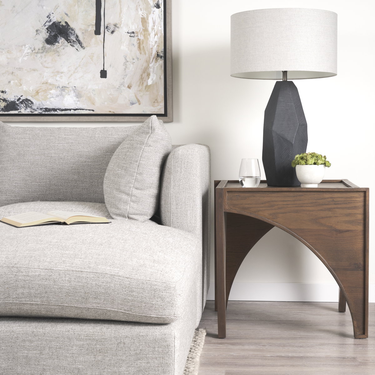 Laraya Medium Brown Wood with Arches End Table, Side & End Table by Mercana, 24" length x 24" width x 24" height View 3