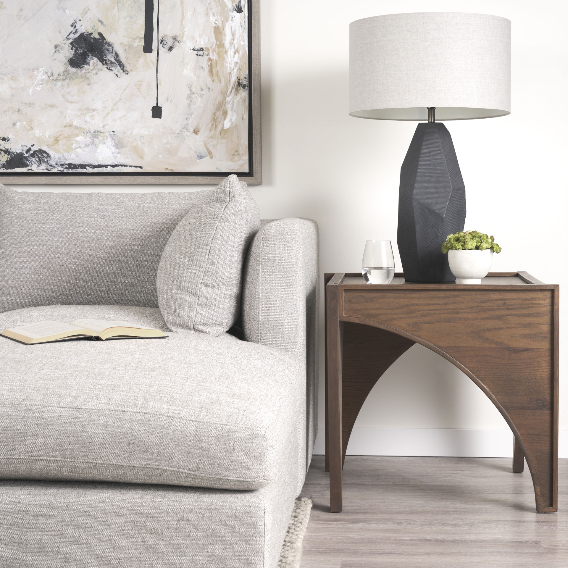 Laraya Medium Brown Wood with Arches End Table large image 