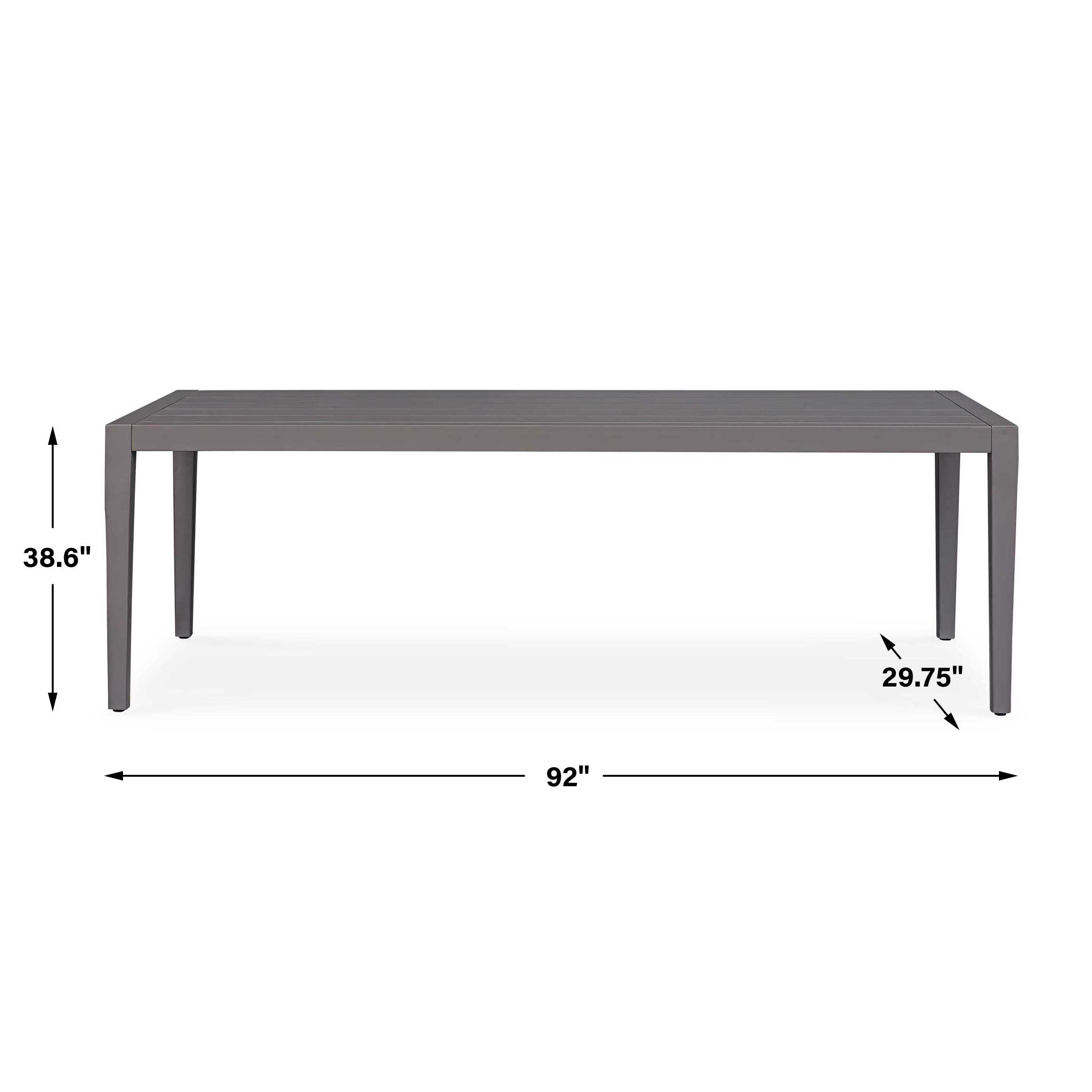 Polanco Outdoor Aluminum Dining Table, Furniture by Uttermost, 92" width x 29.75" height x 38.6" depth View 3