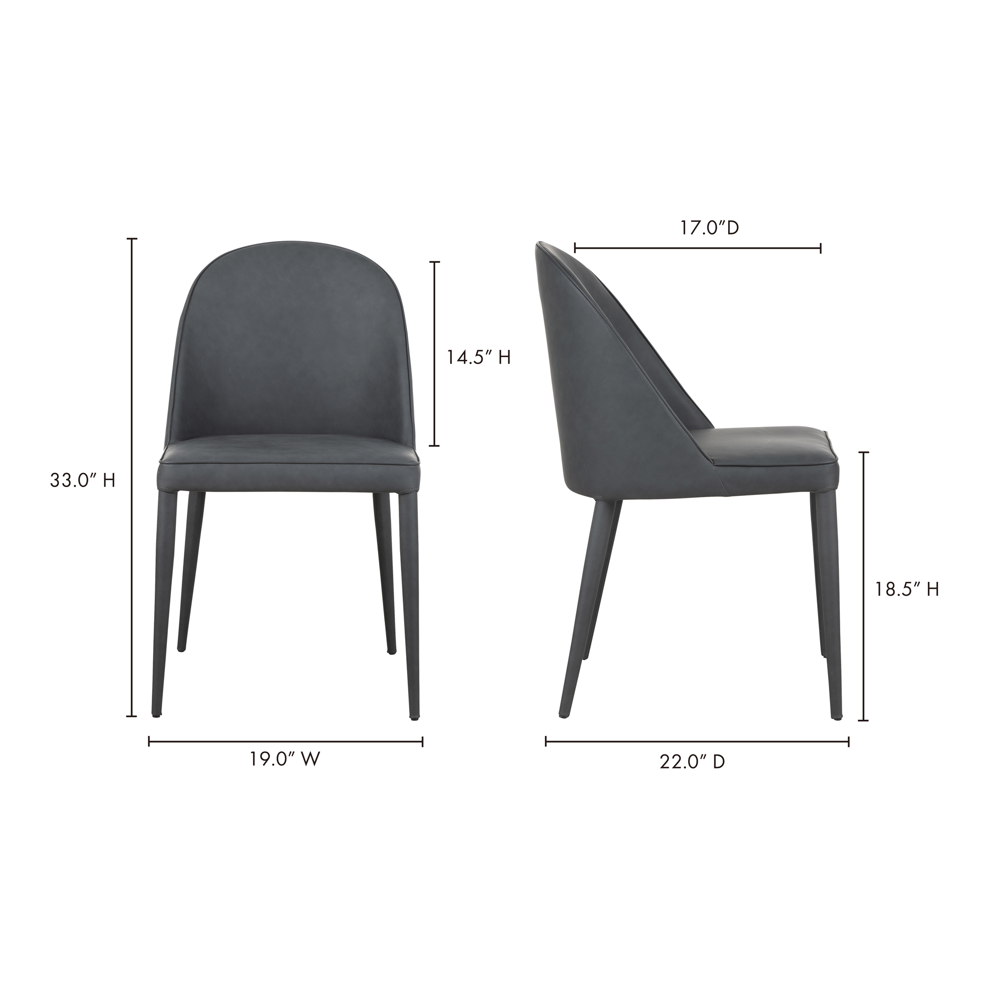 Burton Dining Chair Black Fade Vegan Leather - Set Of Two large image 