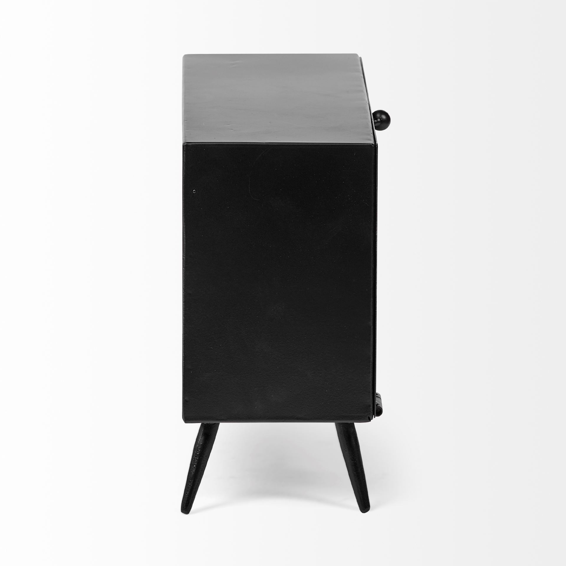 Lita Black Metal Rectangular Table Clock, by Mercana, 8.5" length x 4.13" width x 7.87" height View 7