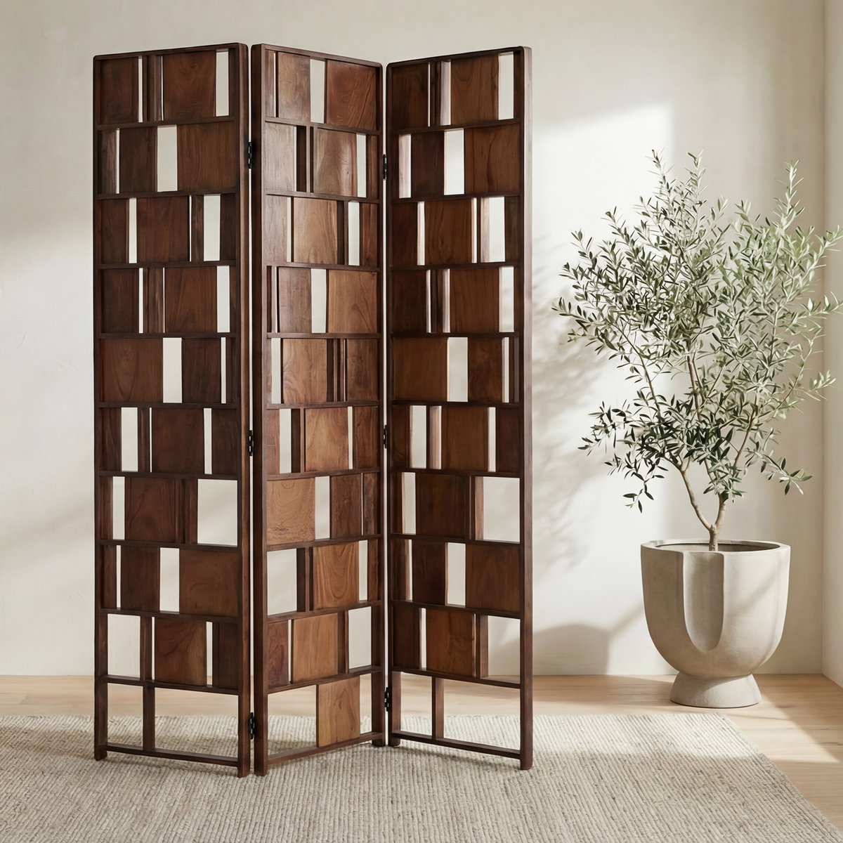Multi Panel Screen, Room Divider by Moe's Home, 47.5" width x 71" height x 1.5" depth View 3