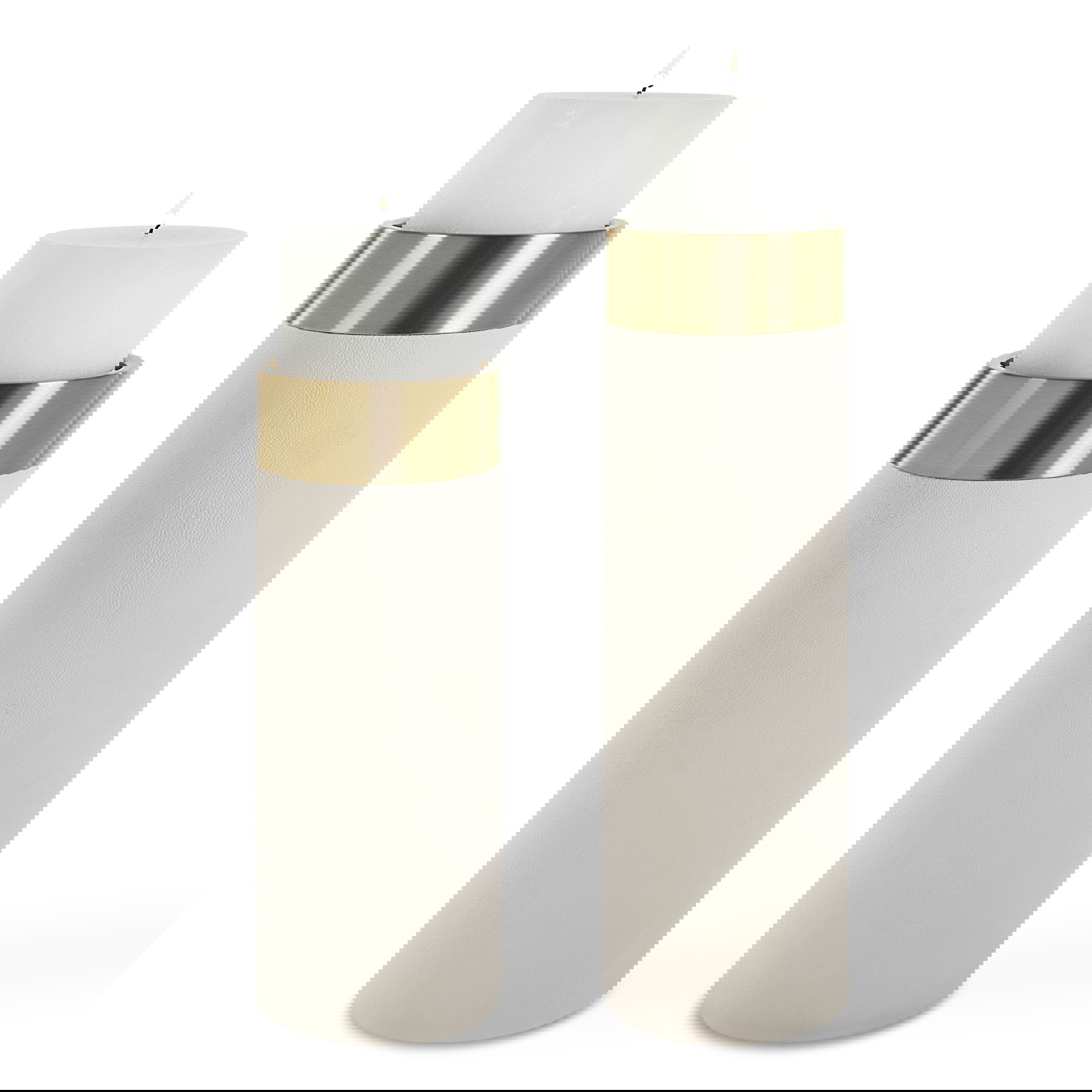 Wessex White Pillar Candleholders Set Of 2 large image 