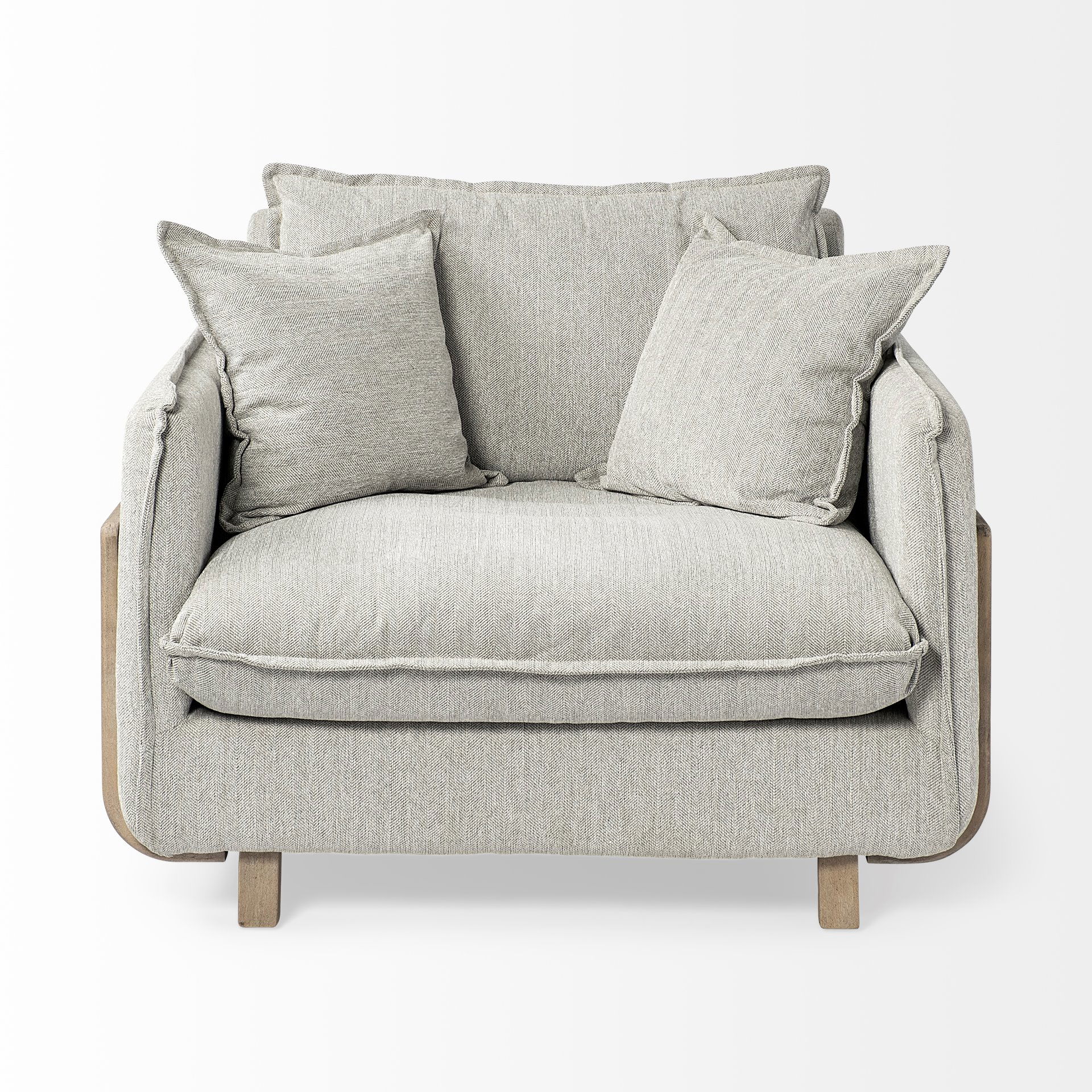 Roy II Frost Gray Upholstered and Brown Wood Frame Arm Chair large image 