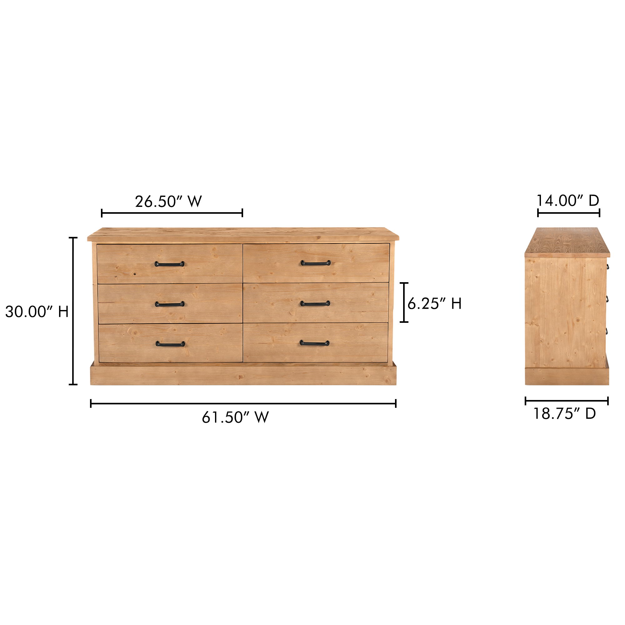 Tade 6 Drawer Dresser Honey Pine large image 