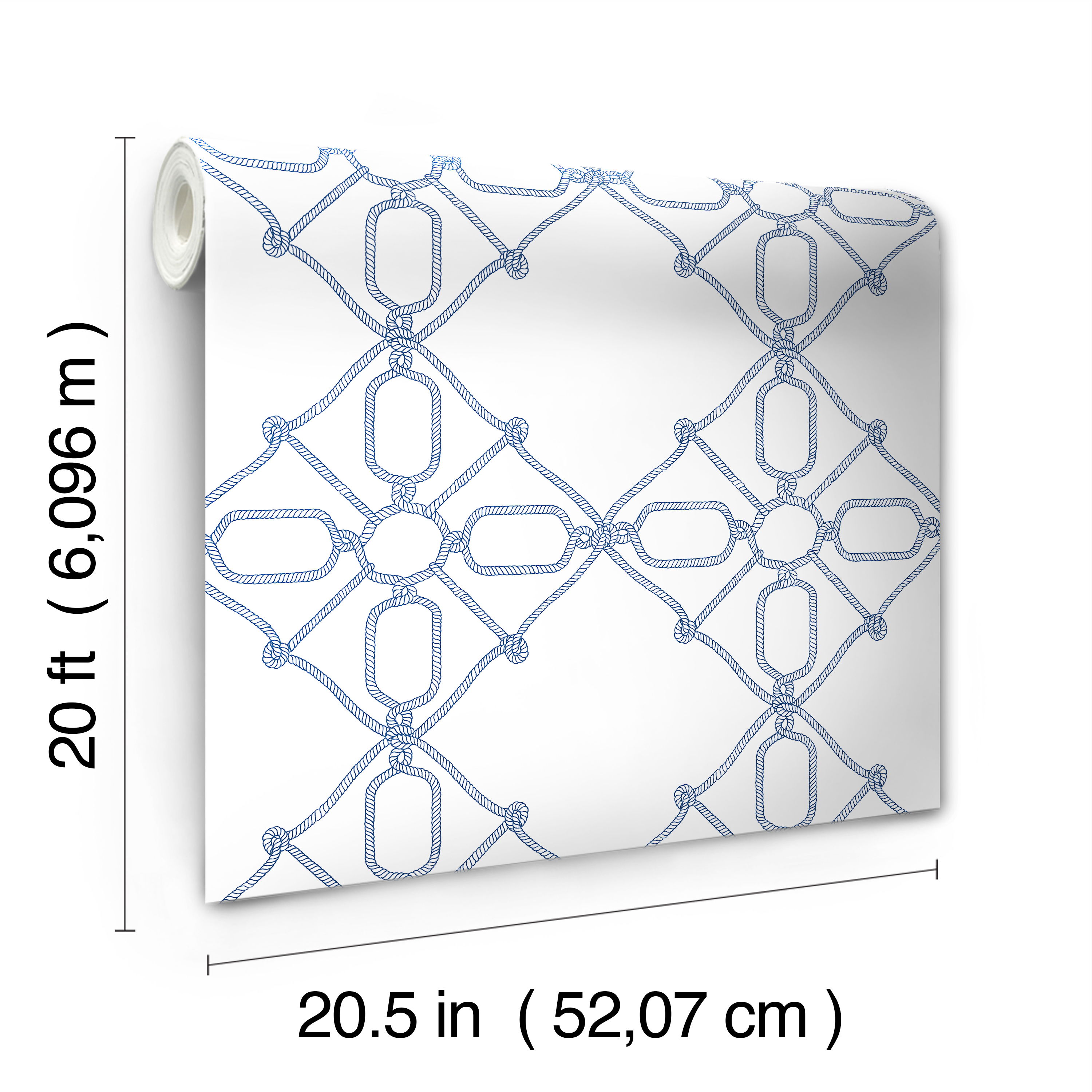 Seawater Diamond Trellis Navy & White Peel & Stick Wallpaper large image 