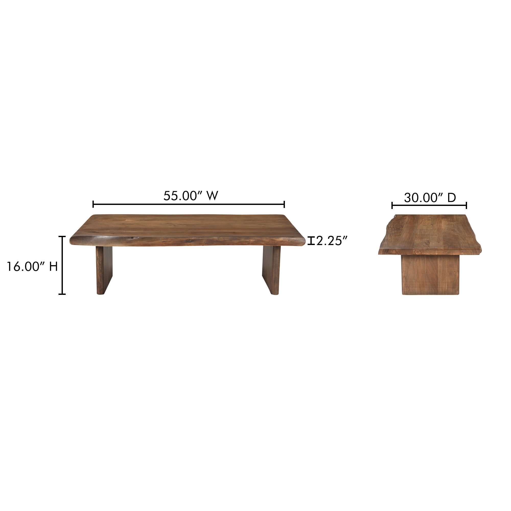 Lila Coffee Table Brown, by Moe's Home, 55" width x 16" height x 30" depth View 12