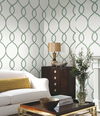 Laurel Leaf Ogee Green Wallpaper thumbnail 2
