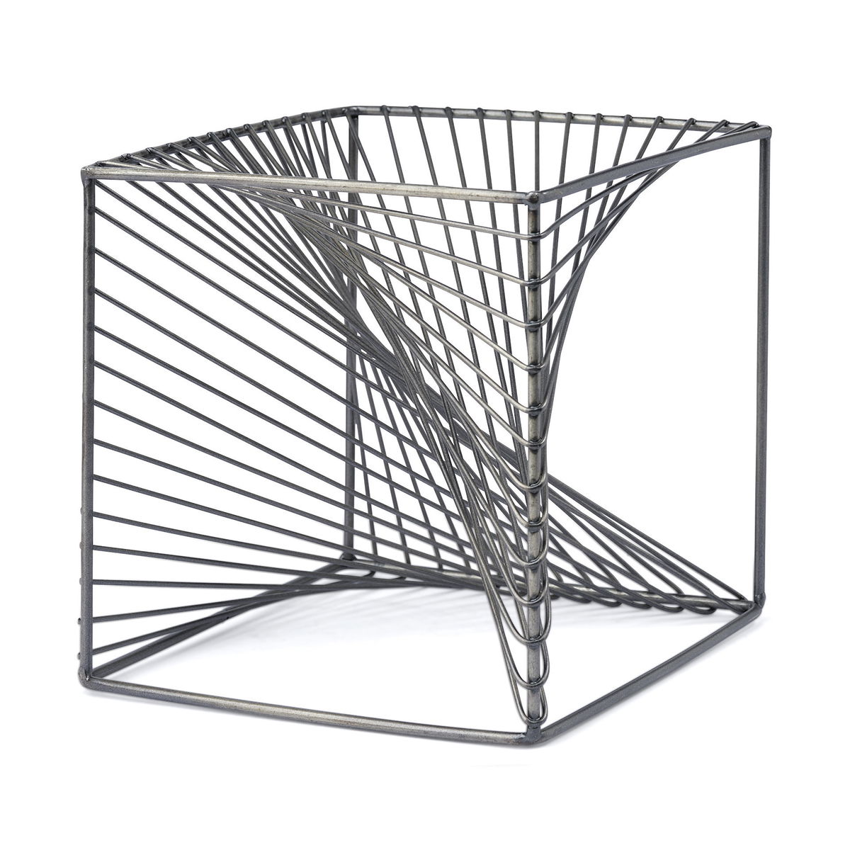 Rochon 8L x 8W Gray Metal Decorative Cube, Decorative Object by Mercana, 8.07" length x 8.07" width x 8.07" height View 1