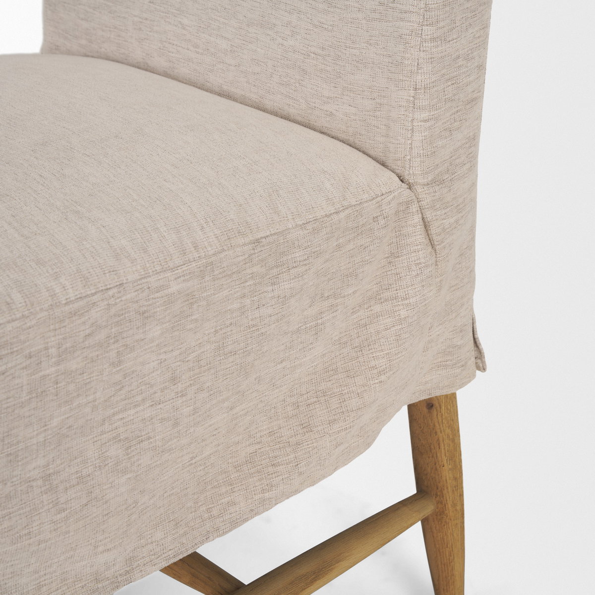 Whitley Oatmeal Performance Fabric with Oak Wood Dining Chair, by Mercana, 19.25" length x 24" width x 35" height View 9