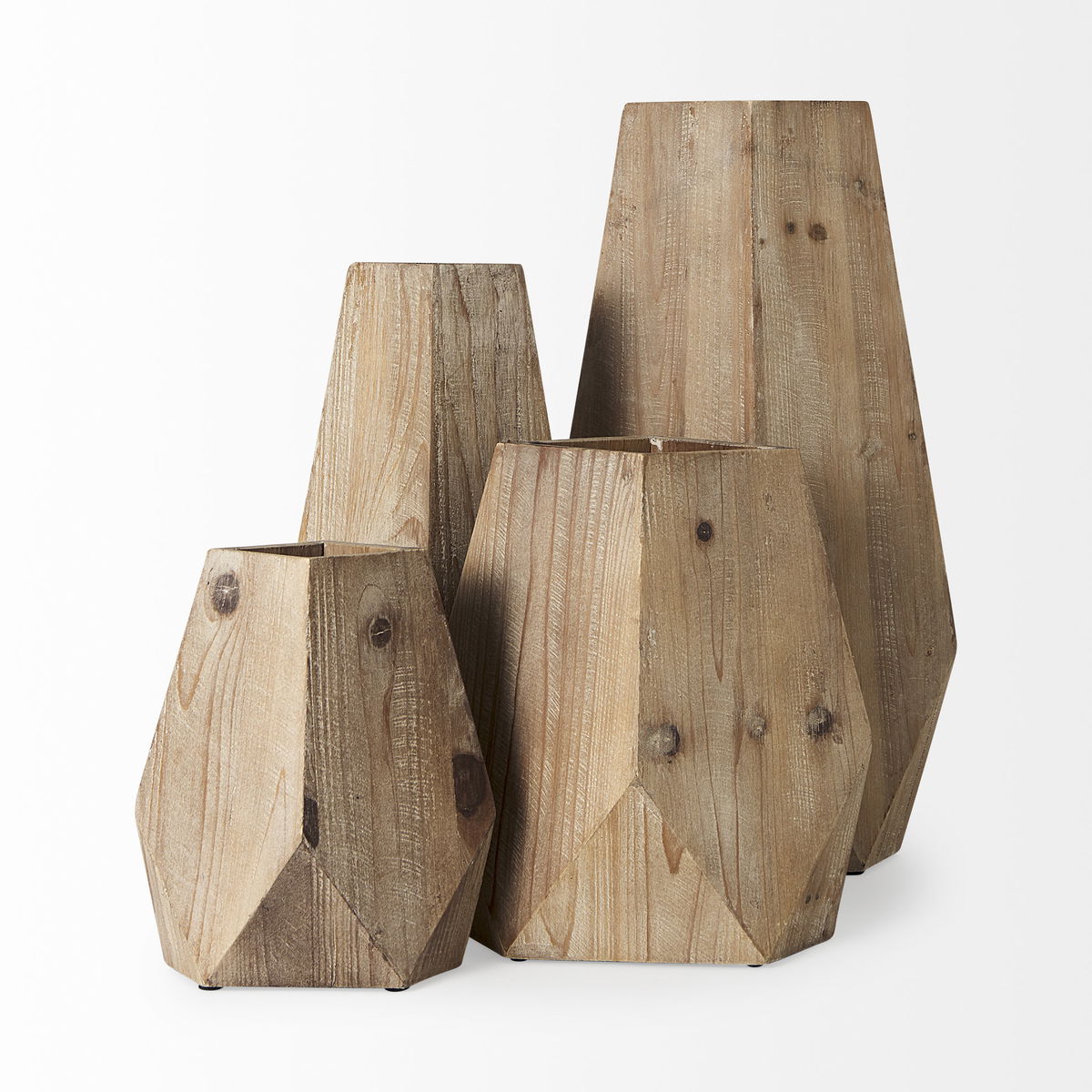 Allen I Large Natural Wooden Base Oval Vase, by Mercana, 10" length x 5.51" width x 19.25" height View 7