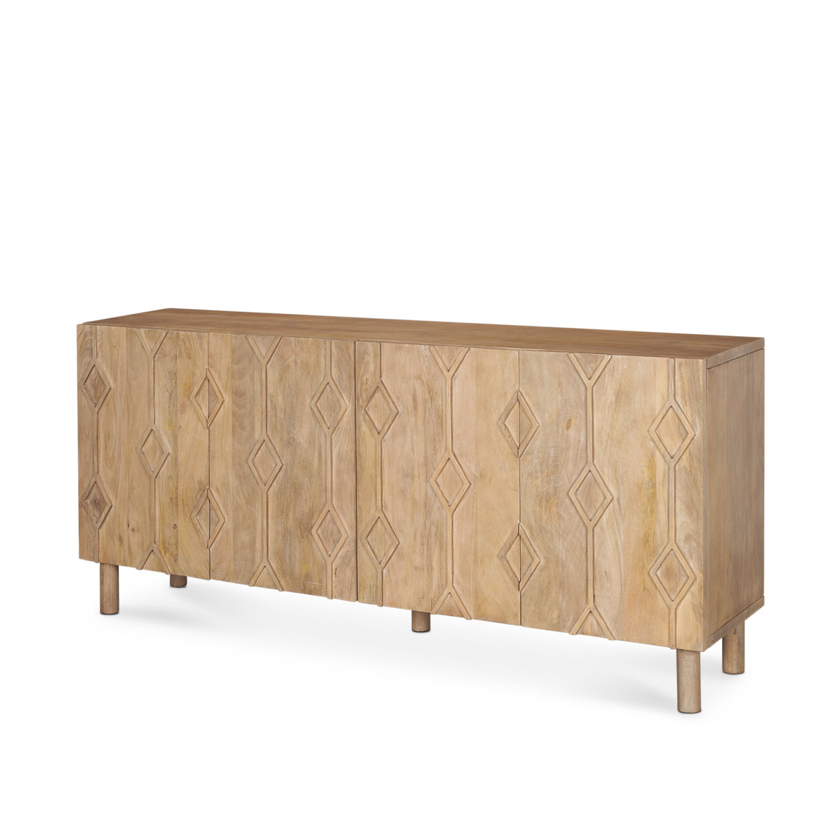 Heera Light Brown Diamond with Shelf Motif Sideboard, Sideboards & Buffet by Mercana, 71" length x 16.25" width x 32" height View 1
